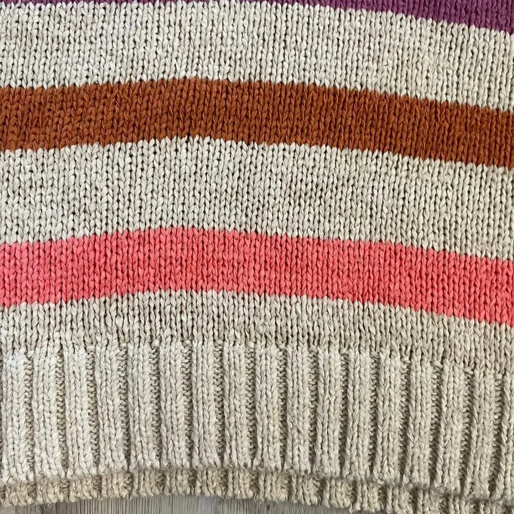 Lou & Grey & LOFT Sweater Womens LARGE Multicolor Chunky Knit Striped Pullover - Picture 7 of 14